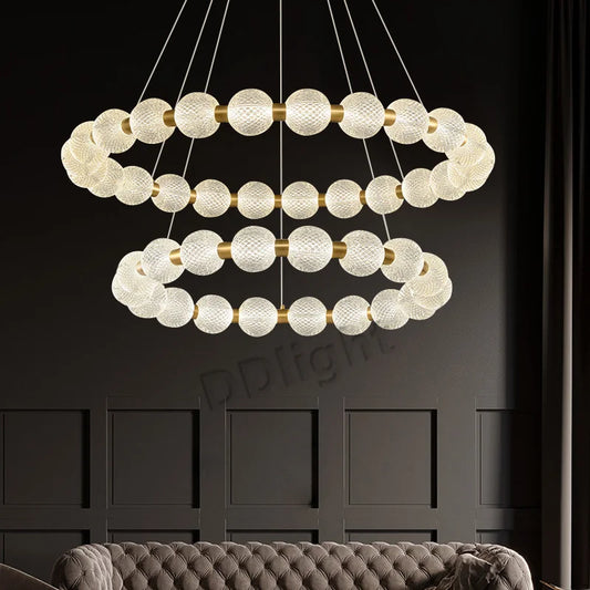 DecorBites™ Elegant Pearl Necklace LED Ceiling Chandelier for Living Room and Bedroom