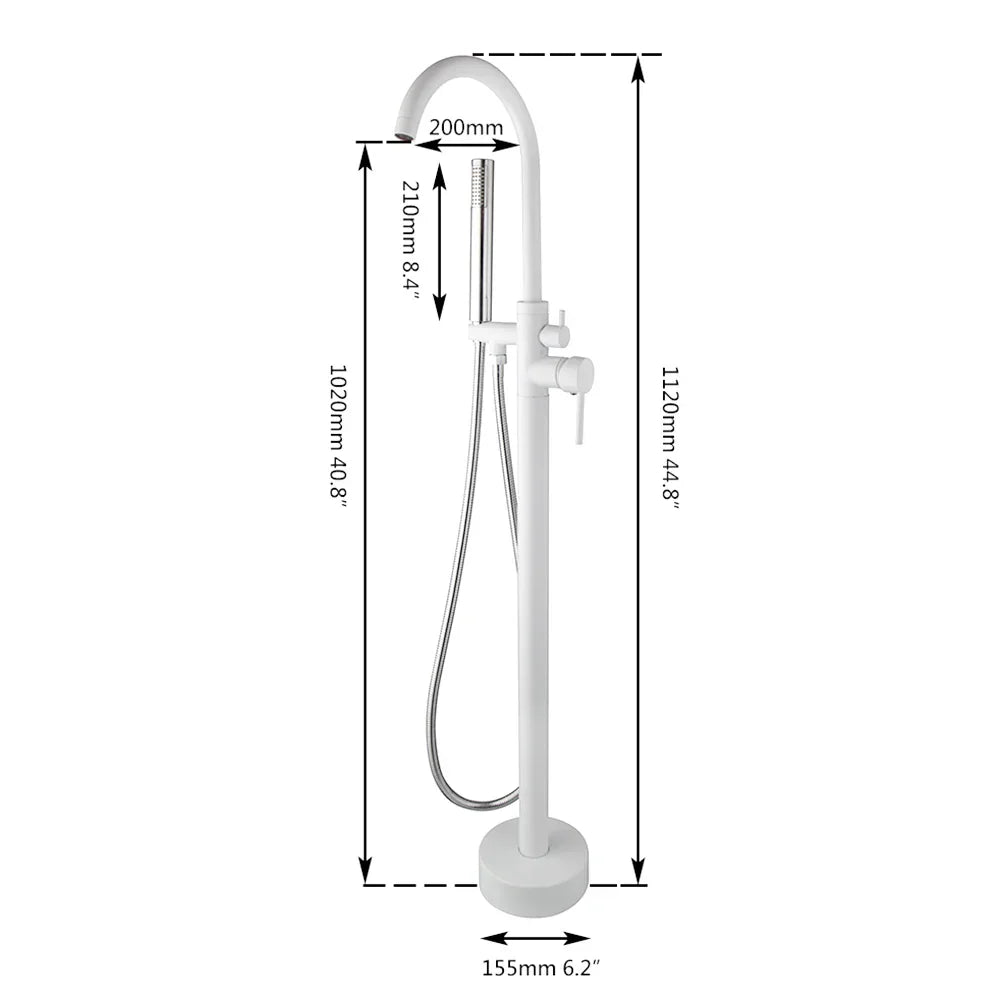 Juego de grifería para bañera DecorBites™ de doble manija con ducha de mano, mezclador de agua fría y caliente para montaje en piso.