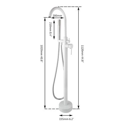 Juego de grifería para bañera DecorBites™ de doble manija con ducha de mano, mezclador de agua fría y caliente para montaje en piso.
