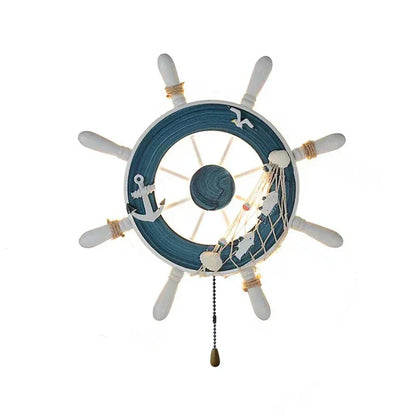 ديكوربايتس™ مصباح حائط LED للأطفال على شكل دفة سفينة - ديكور البحر الأبيض المتوسط ​​بطابع المحيط