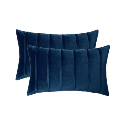 DecorBites™ Blue Velvet Stripe Pillow Covers - 2Pcs Luxury Soft Cushion Cases for Couch