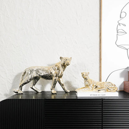 DecorBites™ Leopard Resin Sculpture - Home Decor Handicrafts & Animal Figurine