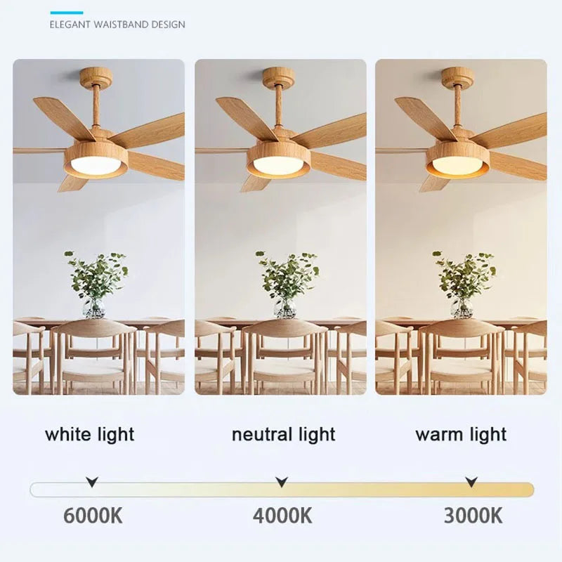 مروحة سقف DecorBites™ بخمس شفرات مع جهاز تحكم عن بعد وإضاءة LED - محرك صامت