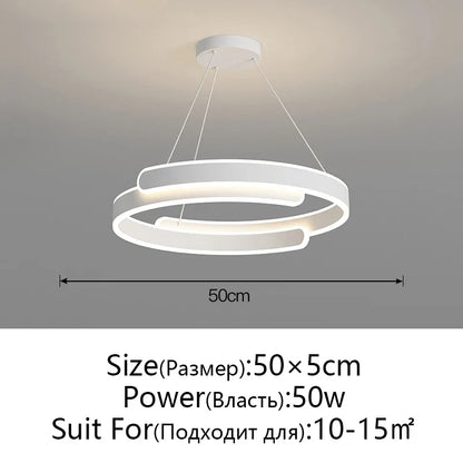 DecorBites™ Black White LED Ring Chandelier Pendant Lights for Home Indoor Decor