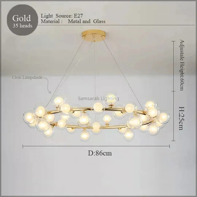 DecorBites™ LED Glass Chandelier Pendant Lamp for Living Room Dining Room Lighting