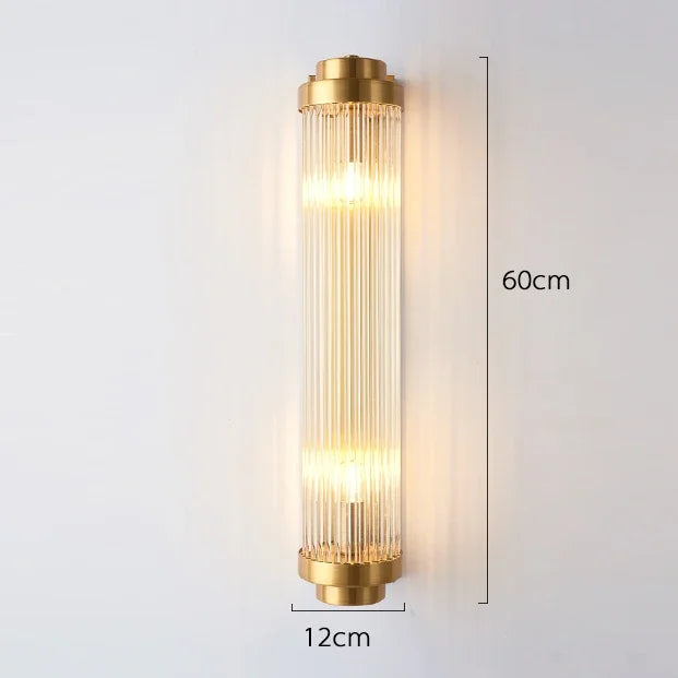 DecorBites™ Gold Crystal Glass Wall Sconce Light Fixture for Luxury Bedroom Decor