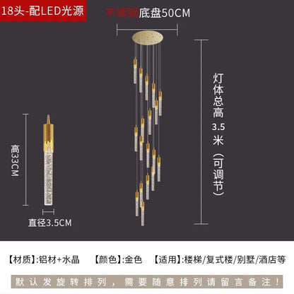 DecorBites™ Crystal Rotating Staircase Chandelier: Luxe Duplex Living Room Pendant