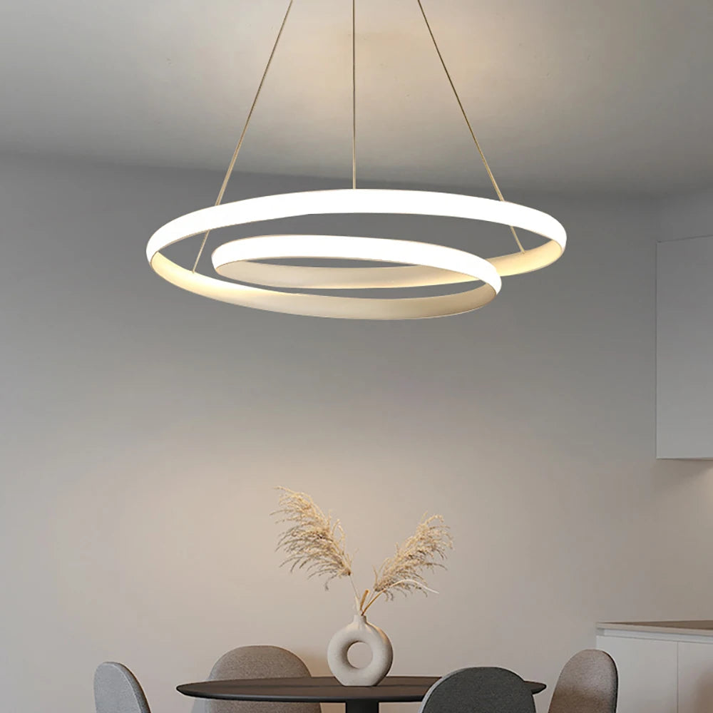 Nordische LED-Hängeleuchte Minimalistisches Doppelring-Design in Schwarz und Weiß Hauptlicht für Wohnzimmer Schlafzimmer Esszimmer Villa