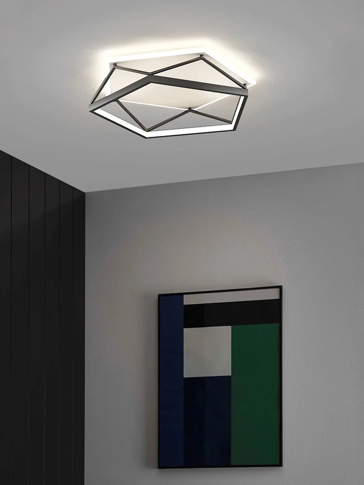 DecorBites™ Geometric LED Ceiling Lamp_Nordic Minimalist Design for Modern Bedroom