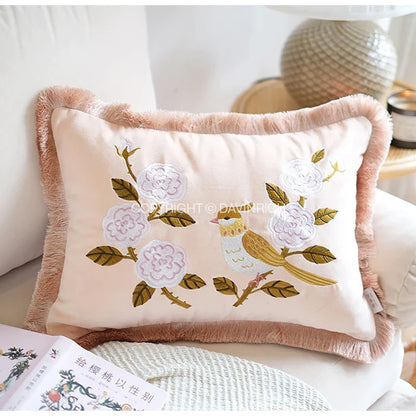 DecorBites™ Bamboo Embroidery Yellow Patchwork Art Throw Pillow Cover 45x45cm