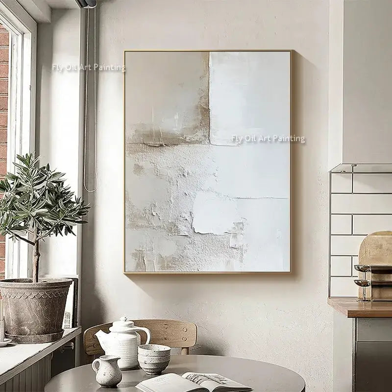 DecorBites™ Handpainted Abstract Beige & White Oil Paintings Set