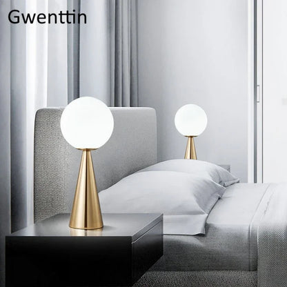 DecorBites™ Gold Glass Ball Table Lamp LED Desk Lighting Modern Home Decor for Bedroom Living Room