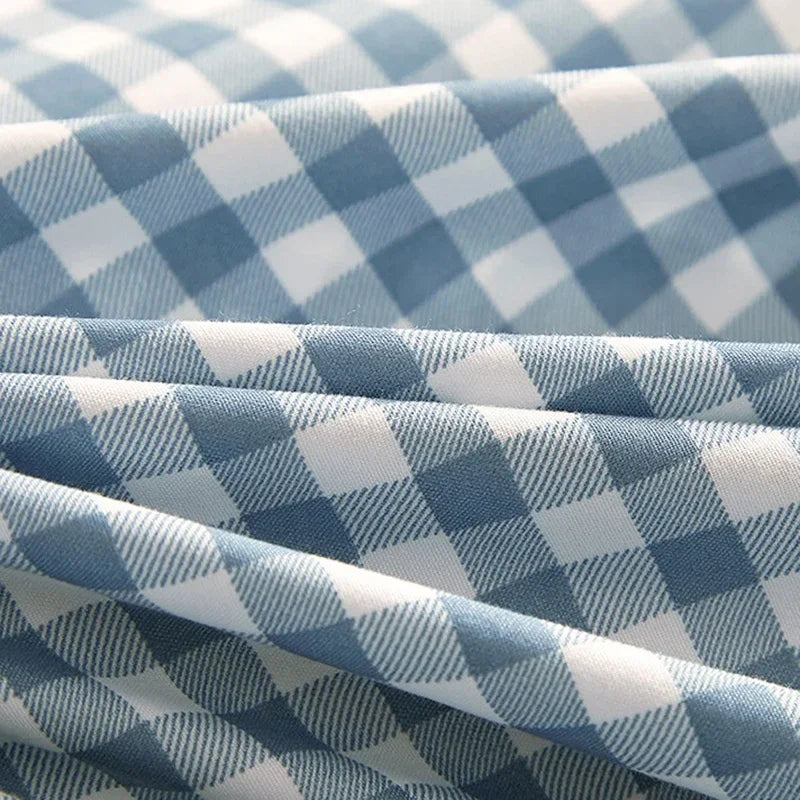 DecorBites™ Japanese Grid Print Bed Set in Washed Cotton for Summer Comfort