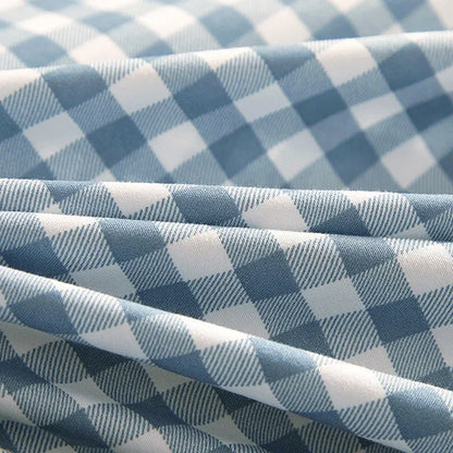 DecorBites™ Japanese Grid Print Bed Set in Washed Cotton for Summer Comfort