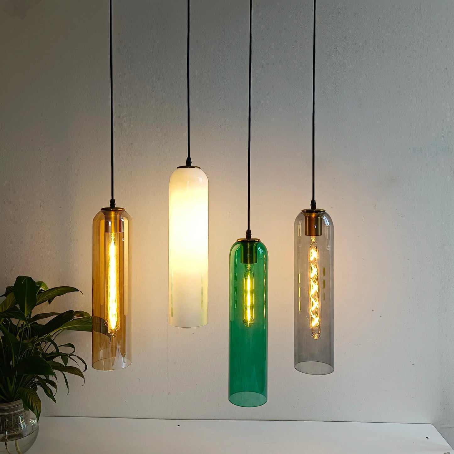 DecorBites™ Green Glass Nordic Pendant Light E27 Suspension Fixture for Living and Bedroom
