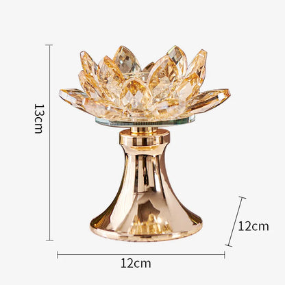 DecorBites™ Lotus Glass Flower Crystal Candle Holder Home Decor Accessory