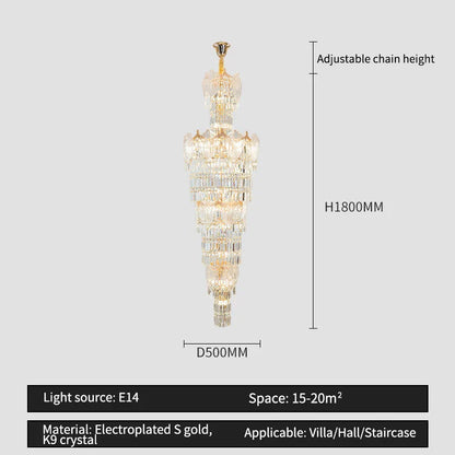 DecorBites™ Crystal European Long Chandelier for Elegant Living Room Décor