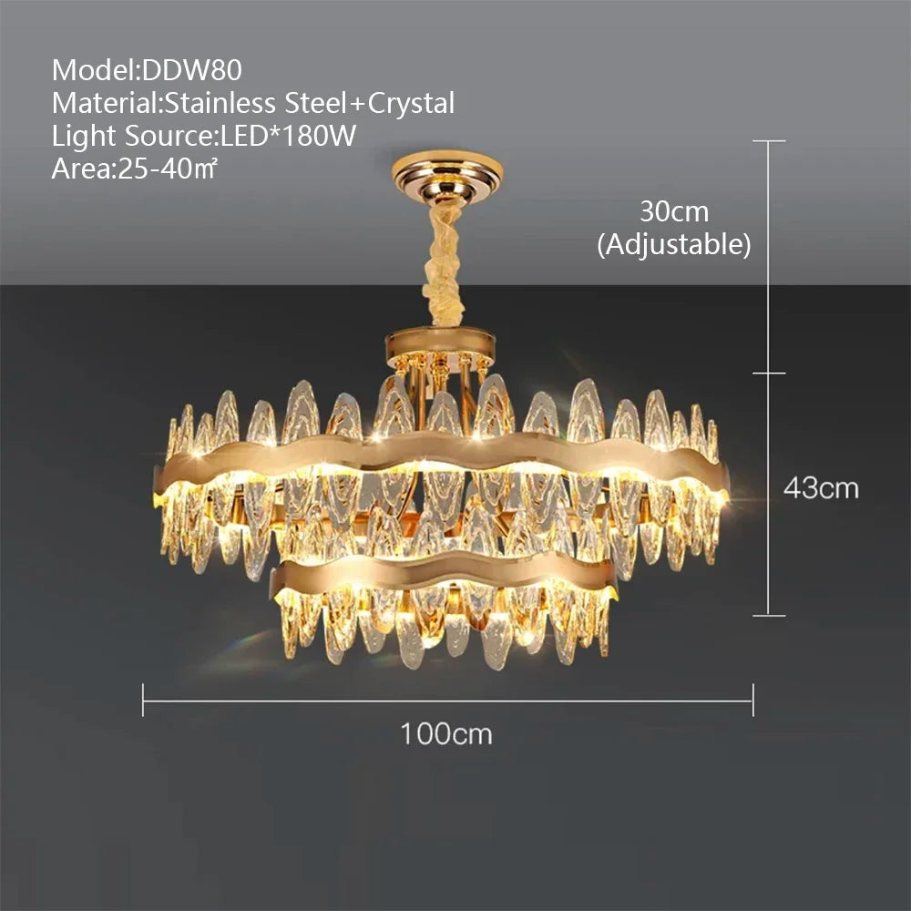 DecorBites™ Crystal LED Chandelier: Modern Luxury Interior Pendant Light for Living Room