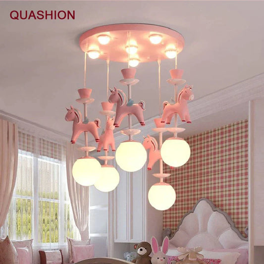 DecorBites™ Kids Dream Carousel Chandelier: Modern, Creative & Cute Bedroom Pendant Light