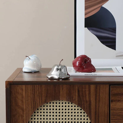 ديكور بايتس™ - زخارف سيراميك تجريدية على شكل تفاحة ذائبة - ديكور منزلي - حرف يدوية