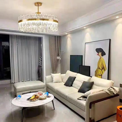 Lámpara colgante redonda de cristal dorado DecorBites™ para dormitorio y sala de estar