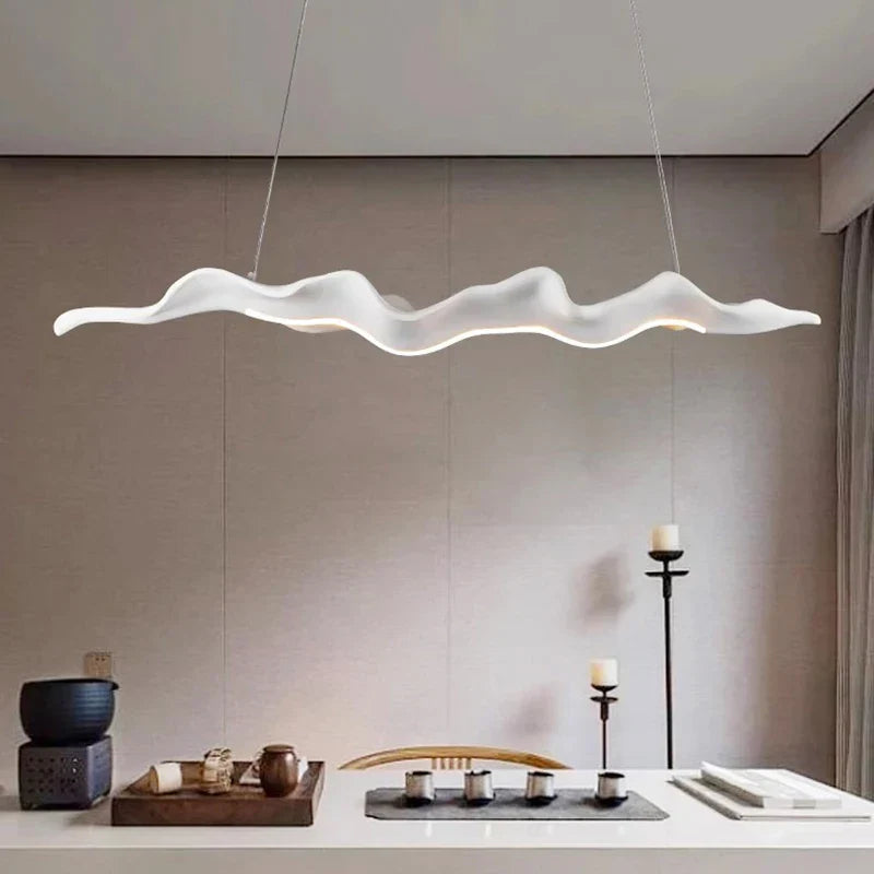 Wood Leaf Pendant Light 130cm Remote Dimming