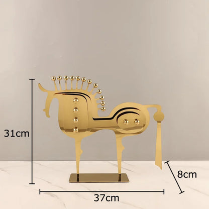 DecorBites™ Golden Horse Metal Animal Sculpture Desk Ornament
