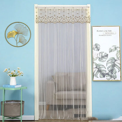 DecorBites™ Lace Embroider Summer Insect Net Door Curtain for Living Room and Bedroom