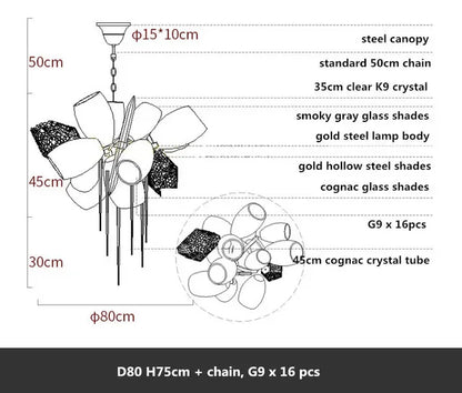 DecorBites™ Crystal Duplex Chandelier - Modern Designer Lighting for Living Room