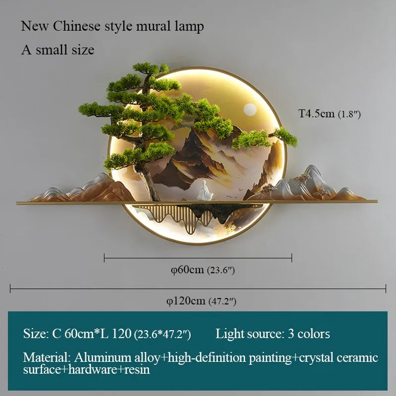 DecorBites™ Landscape LED Wall Light: Modern Chinese Mural Sconce for Home Decor