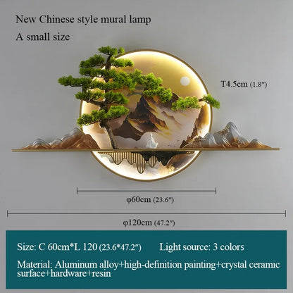 DecorBites™ Landscape LED Wall Light: Modern Chinese Mural Sconce for Home Decor
