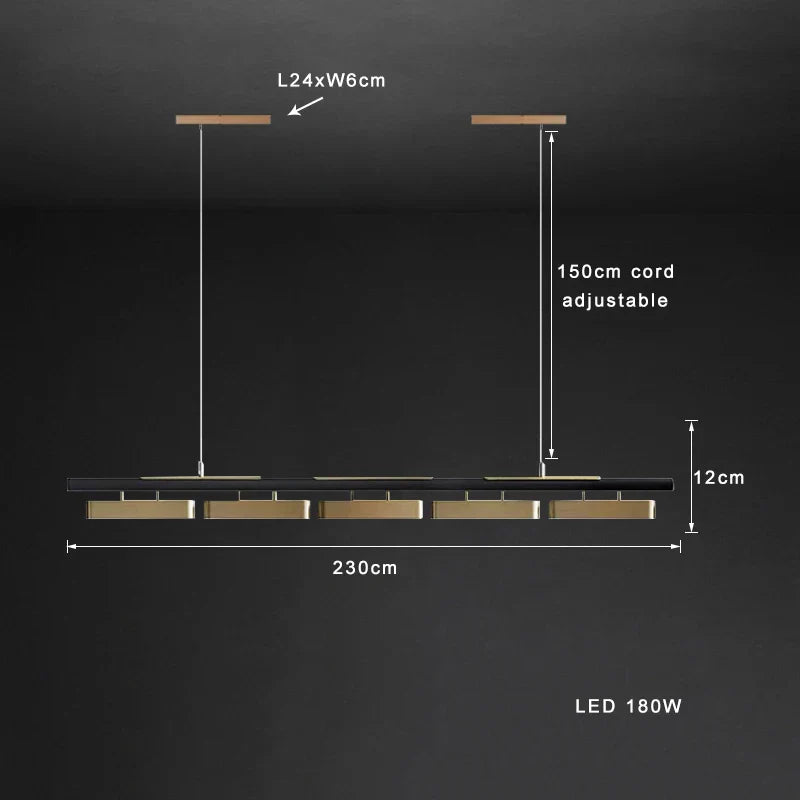 DecorBites™ Brushed Gold Stainless Steel Long Pendant Lamp for Dining Room & Bar Decor