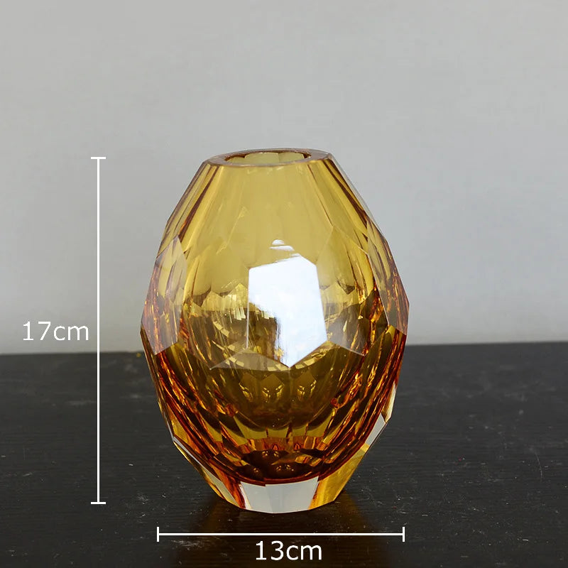 DecorBites™ Amber Glass Vase for Desk Decoration and Floral Arrangement