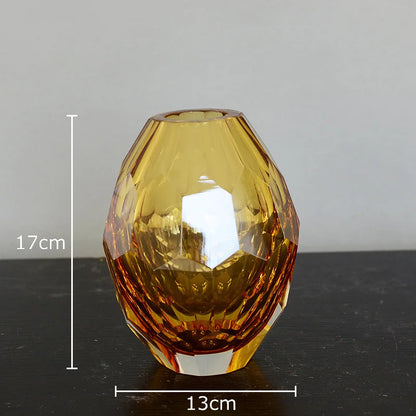 DecorBites™ Amber Glass Vase for Desk Decoration and Floral Arrangement