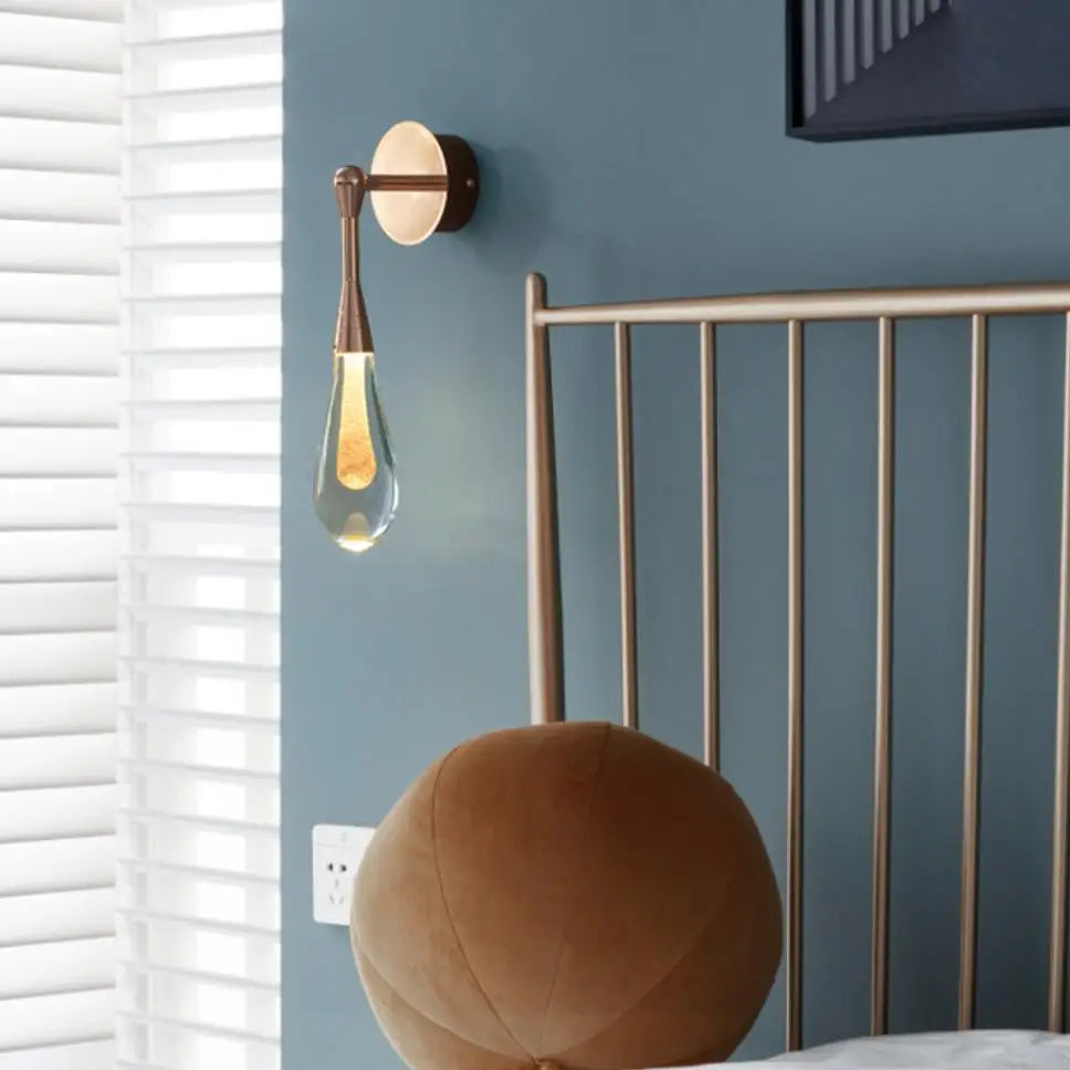 DecorBites™ Golden Water Droplets Crystal Wall Lights for Bedroom, Stairs, Restaurant