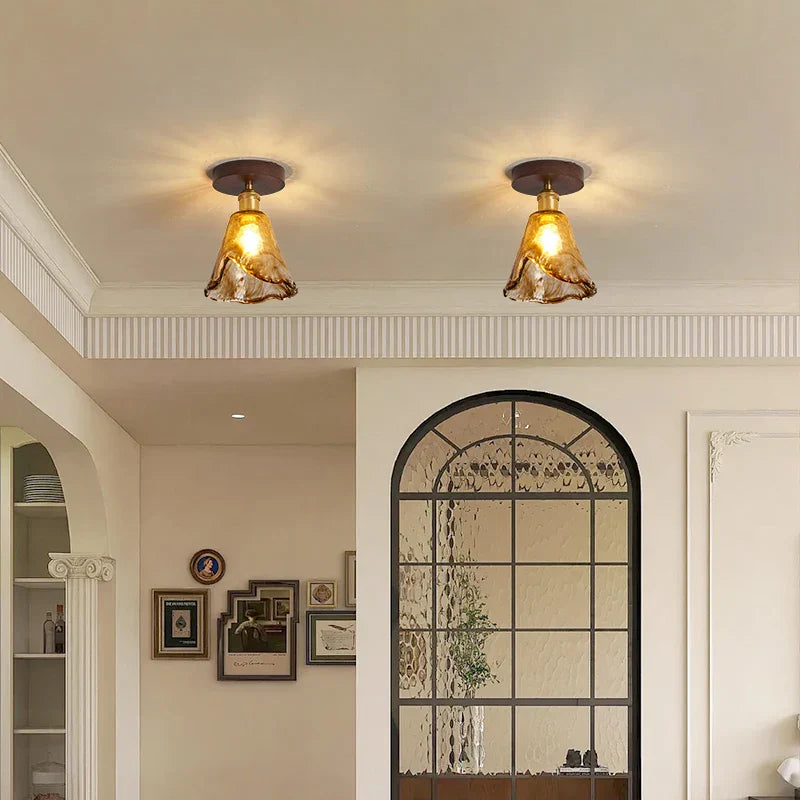 ديكوربايتس™ مصابيح سقف LED خشبية نحاسية، وحدات إضاءة داخلية حديثة