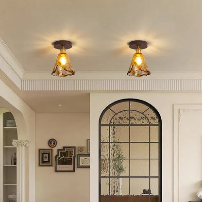 ديكوربايتس™ مصابيح سقف LED خشبية نحاسية، وحدات إضاءة داخلية حديثة