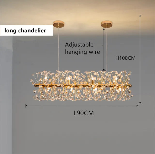 Decorbites™ Candelabro de Cristal Dorado: Lámpara Colgante LED de Lujo para Sala de Estar y Comedor