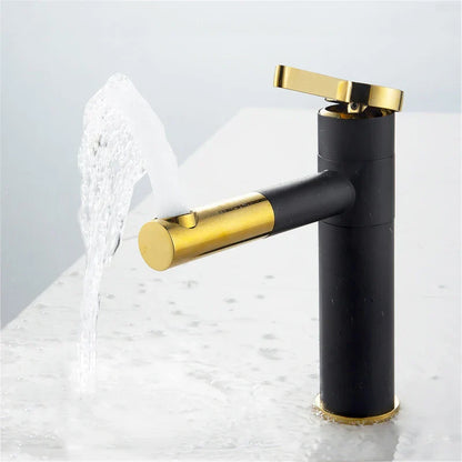DecorBites™ Black Brass Bathroom Sink Faucet Deck Mounted Vessel Mixer Water Tap