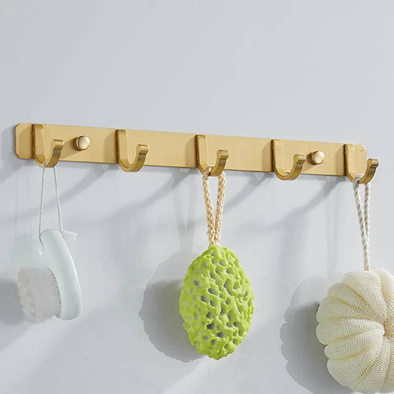 DecorBites™ Brushed Gold Aluminum Robe Hooks Set of 4 - Bathroom & Kitchen Hangers