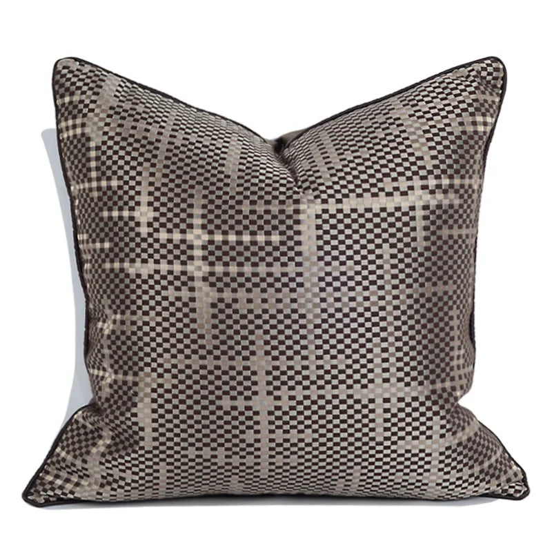 DecorBites™ Brown Geometric Random Braided Square Pillow Cover - Wabi Sabi Style Collection