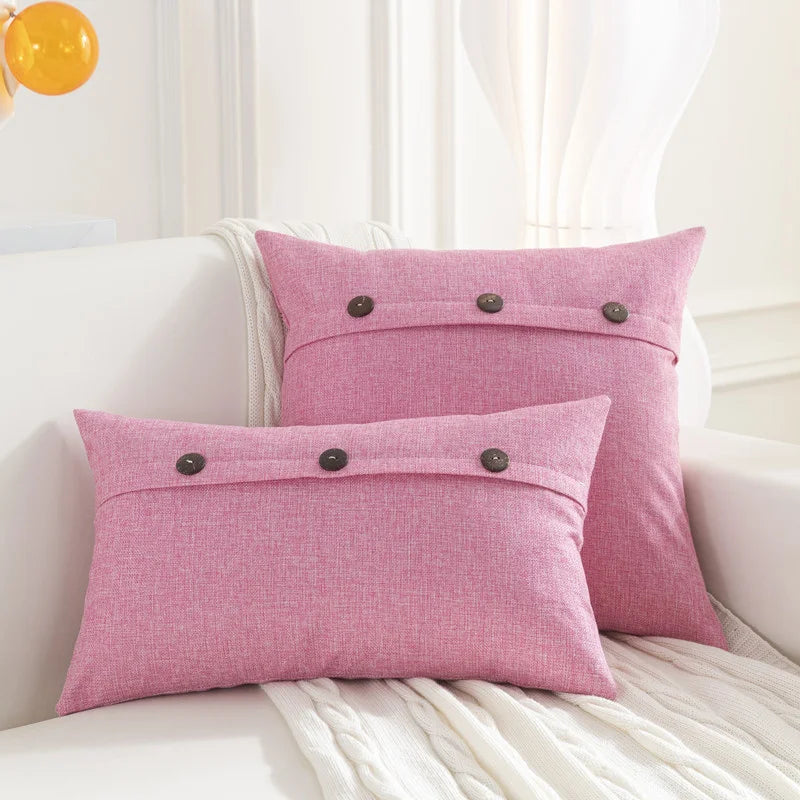 Decorbites™ Leinen-Knopf-Sofakissenbezugsset für Wohnzimmer und Bett