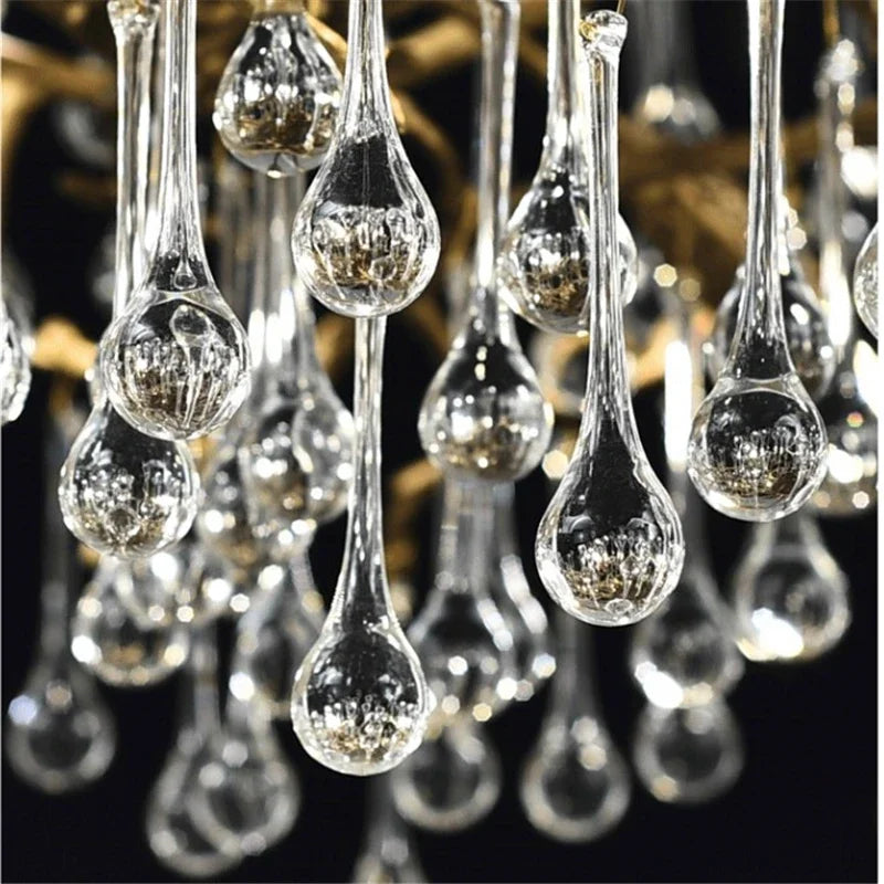 DecorBites™ Gold Crystal Chandelier: Modern LED Luxury Lighting for Living Room Villa
