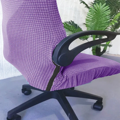 Decobites Waffle Grid Chair Cover | Solid Color Fleece Seat Case | Waterproof & Stretch_office Home Chair Protector