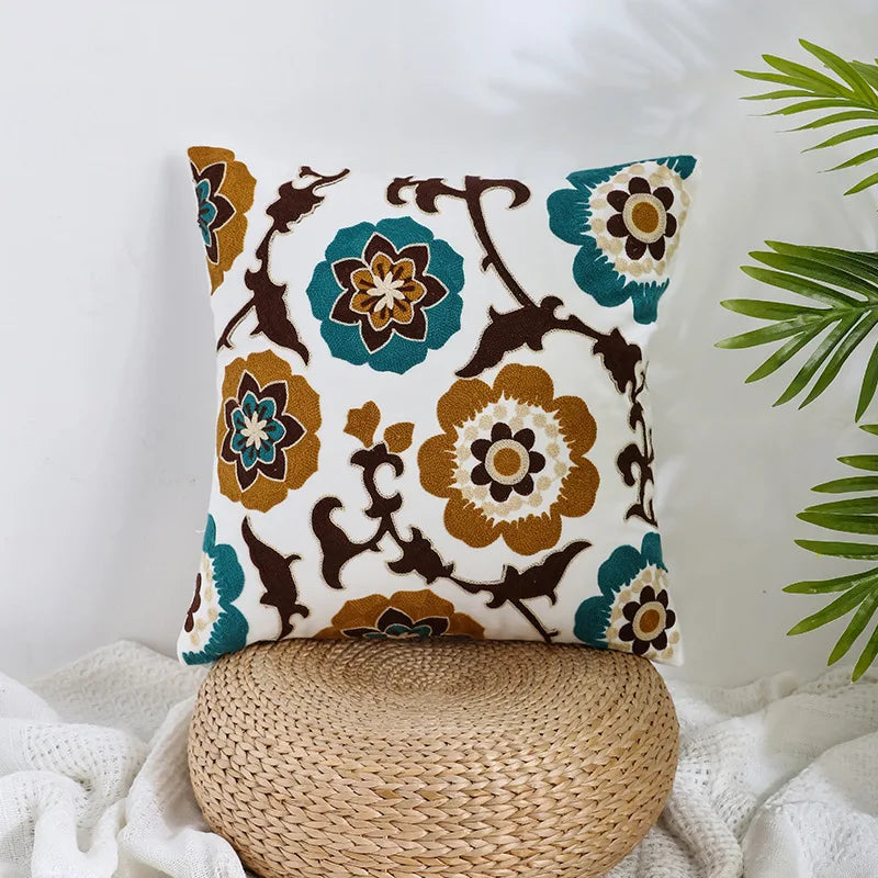 DecorBites™ Boho Farmhouse Floral Square Pillow Cover Set of 2
