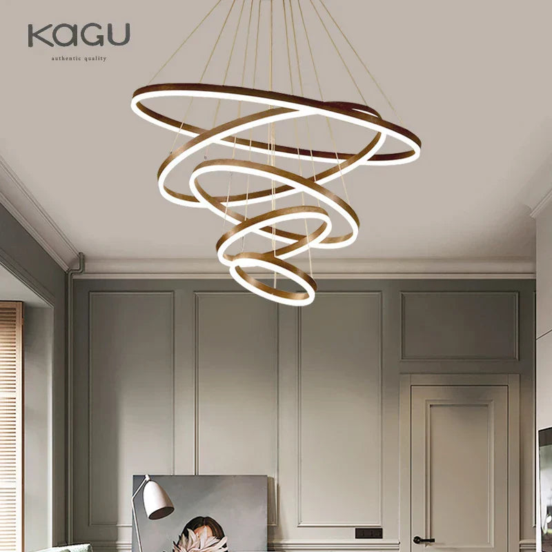 DecorBites™ Black Led Rings Circle Pendant Chandelier for Living Dining Kitchen