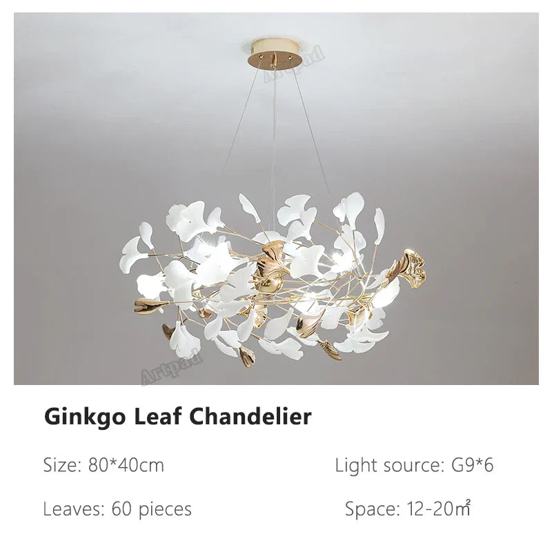 ثريا أوراق الجنكة من ديكوربايتس™: مصباح معلق فاخر على الطراز الاسكندنافي للفنادق والسلالم وغرف المعيشة