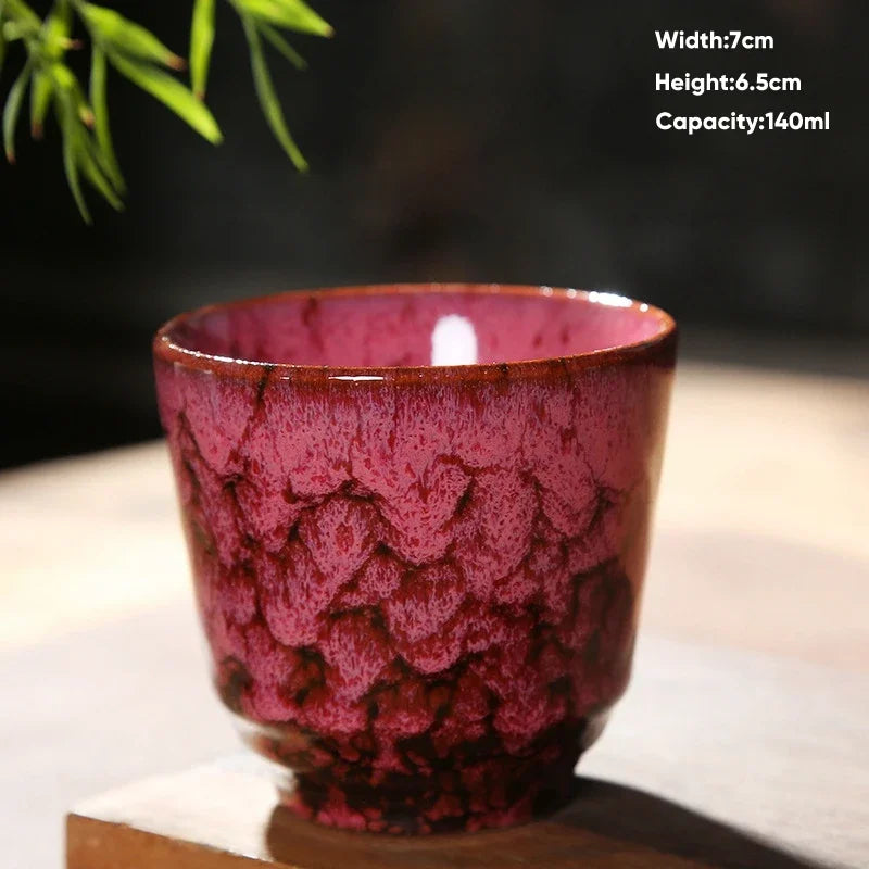 DecorBites™ Japanese Kiln Transformation Ceramic Tea Cup Espresso Coffee Mug Pottery Kung Fu Teacup
