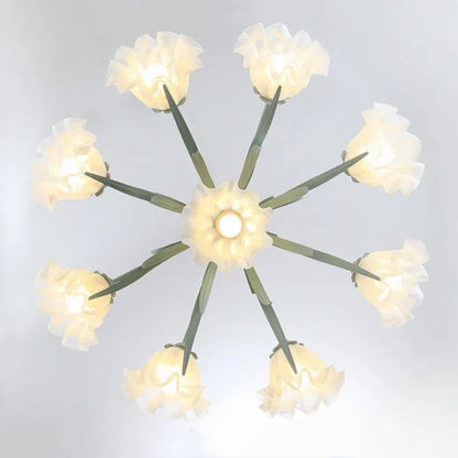 DecorBites™ Green Flower Ceiling Chandelier: Elegant Iron Art Pendant Lamp for Living Room, Bedroom, Villa