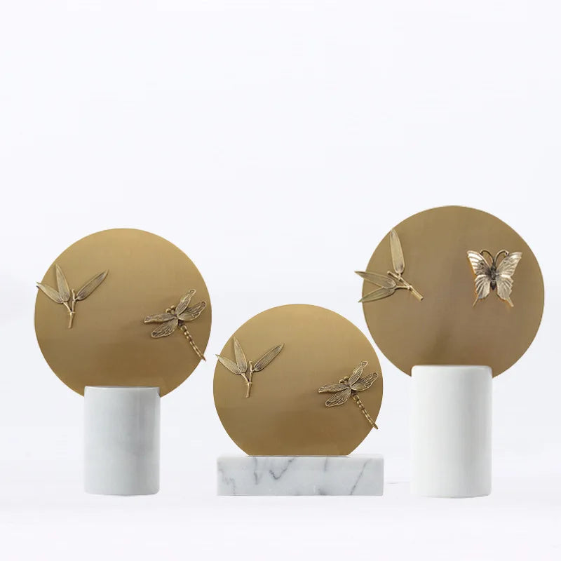 DecorBites™ Golden Geometric Circle Insect Figurine Set Home Decor